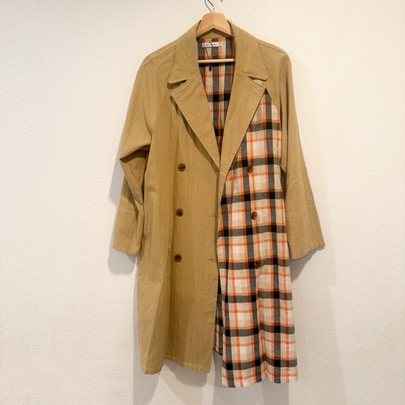 Jackets & Blazers - Boutique style 2 tone patchwork plaid Christy Dawn style trench coat
